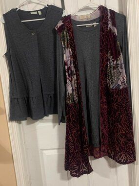 LOGO by Lori Goldstein Lot of 3 Women's Multi Vest/ gray cardigan/ gray shirt